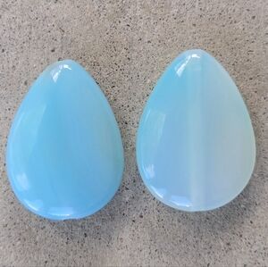 (2) Light Blue Agate Teardrop Beads Pendants